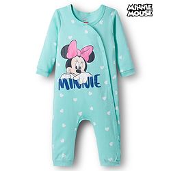 Babyhug Disney Interlock Knit Full Sleeves Romper with Minnie Mouse Graphics - Light Blue