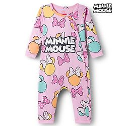 Babyhug Disney Interlock Knit Full Sleeves Romper with Minnie Mouse Graphics - Pink