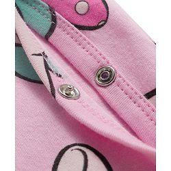 Babyhug Disney Interlock Knit Full Sleeves Romper with Minnie Mouse Graphics - Pink