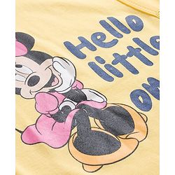 Babyhug Disney Interlock Knit Full Sleeves Romper with Minnie Mouse Graphics - Yellow