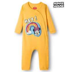 Babyhug Disney Interlock Knit Full Sleeves Romper with Minnie Mouse Graphics - Yellow