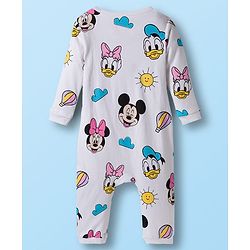 Babyhug Disney Interlock Knit Full Sleeves Romper with Minnie Mouse Print - White