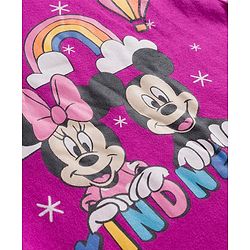 Babyhug Disney Interlock Knit Full Sleeves Romper with Minnie Mouse Graphics - Fuchsia