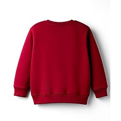 Babyhug Terry Knit Full Sleeves T-Shirt & Lounge Pant Set With Teddy Bear Print - Red & Blue