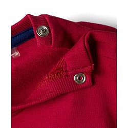 Babyhug Terry Knit Full Sleeves T-Shirt & Lounge Pant Set With Teddy Bear Print - Red & Blue