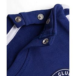 Babyhug Terry Knit Full Sleeves T-Shirt & Lounge Pant Set With Teddy Bear Badge - Navy Blue & Brown