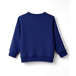 Babyhug Terry Knit Full Sleeves T-Shirt & Lounge Pant Set With Teddy Bear Badge - Navy Blue & Brown