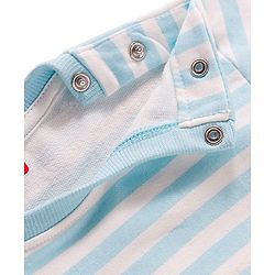 Babyhug Single Jersey Knit Full Sleeves T-Shirt & Lounge Pant Set with Animal Print & Stripes - Light Blue
