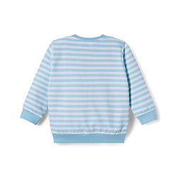 Babyhug Single Jersey Knit Full Sleeves T-Shirt & Lounge Pant Set with Animal Print & Stripes - Light Blue