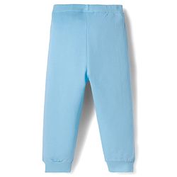 Babyhug Single Jersey Knit Full Sleeves T-Shirt & Lounge Pant Set with Animal Print & Stripes - Light Blue