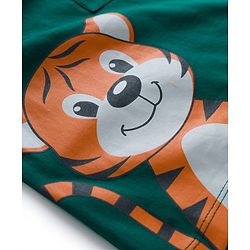Babyhug Single Jersey Knit Full Sleeves T-Shirt & Lounge Pant Set with Tiger Graphic - Yellow & Green