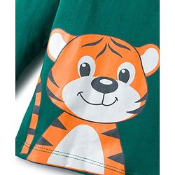 Babyhug Single Jersey Knit Full Sleeves T-Shirt & Lounge Pant Set with Tiger Graphic - Yellow & Green