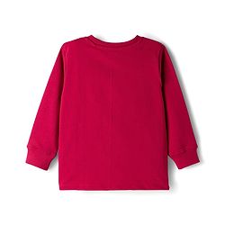 Babyhug Single Jersey Knit Full Sleeves Text Printed T-Shirt & Lounge Pant with Kangaroo Pockets - Red & Blue