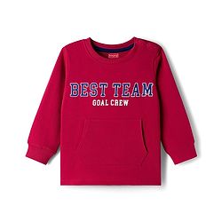 Babyhug Single Jersey Knit Full Sleeves Text Printed T-Shirt & Lounge Pant with Kangaroo Pockets - Red & Blue