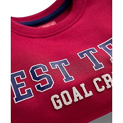 Babyhug Single Jersey Knit Full Sleeves Text Printed T-Shirt & Lounge Pant with Kangaroo Pockets - Red & Blue