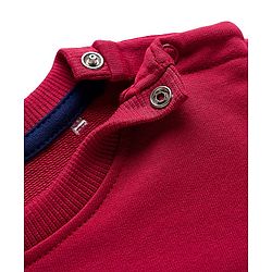 Babyhug Single Jersey Knit Full Sleeves Text Printed T-Shirt & Lounge Pant with Kangaroo Pockets - Red & Blue