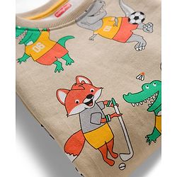 Babyhug Single Jersey Knit Full Sleeves Dino Printed T-Shirt & Lounge Pant Set - Orange