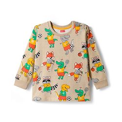 Babyhug Single Jersey Knit Full Sleeves Dino Printed T-Shirt & Lounge Pant Set - Orange