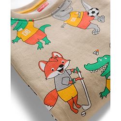 Babyhug Single Jersey Knit Full Sleeves Dino Printed T-Shirt & Lounge Pant Set - Orange