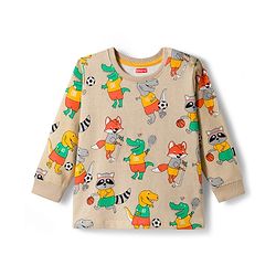 Babyhug Single Jersey Knit Full Sleeves Dino Printed T-Shirt & Lounge Pant Set - Orange