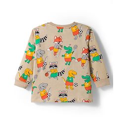 Babyhug Single Jersey Knit Full Sleeves Dino Printed T-Shirt & Lounge Pant Set - Orange