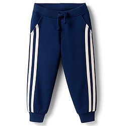 Babyhug Terry Knit Full Sleeves T-Shirt & Lounge Pant Set with Animal Graphic & Tape Detailing - Navy Blue
