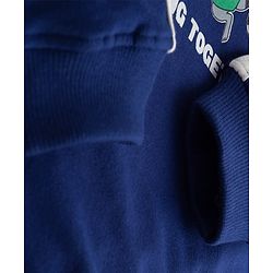 Babyhug Terry Knit Full Sleeves T-Shirt & Lounge Pant Set with Animal Graphic & Tape Detailing - Navy Blue