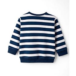 Babyhug Single Jersey Knit Full Sleeves Striped T-Shirt & Lounge Pant Set With Tiger Applique - Navy Blue & Yellow
