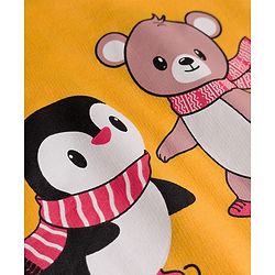 Babyhug Single Jersey Knit Full Raglan Sleeves T-Shirt & Lounge Pant Set With Animal Print - Yellow & Navy Blue
