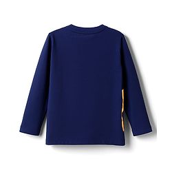 Babyhug Single Jersey Knit Full Sleeves T-Shirt & Lounge Pant Set with Animal Graphic - Yellow & Navy Blue