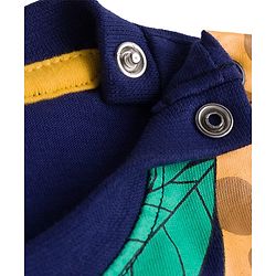 Babyhug Single Jersey Knit Full Sleeves T-Shirt & Lounge Pant Set with Animal Graphic - Yellow & Navy Blue