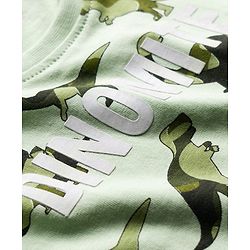 Babyhug Terry Knit Full Sleeves Dino Printed T-Shirt & Lounge Pant Set - Green