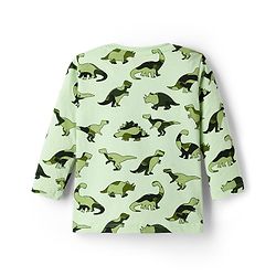 Babyhug Terry Knit Full Sleeves Dino Printed T-Shirt & Lounge Pant Set - Green