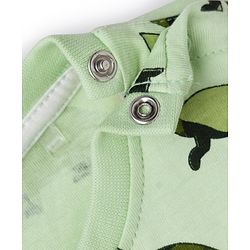 Babyhug Terry Knit Full Sleeves Dino Printed T-Shirt & Lounge Pant Set - Green