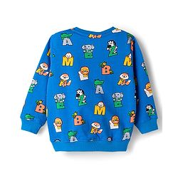 Babyhug Terry Knit Full Sleeves Alphabet Printed T-Shirt & Lounge Pant Set - Yellow & Blue