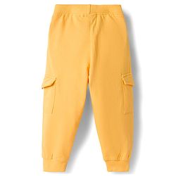 Babyhug Terry Knit Full Sleeves Alphabet Printed T-Shirt & Lounge Pant Set - Yellow & Blue