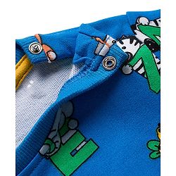Babyhug Terry Knit Full Sleeves Alphabet Printed T-Shirt & Lounge Pant Set - Yellow & Blue