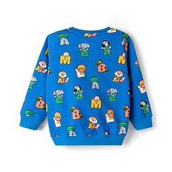 Babyhug Terry Knit Full Sleeves Alphabet Printed T-Shirt & Lounge Pant Set - Yellow & Blue