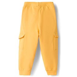 Babyhug Terry Knit Full Sleeves Alphabet Printed T-Shirt & Lounge Pant Set - Yellow & Blue