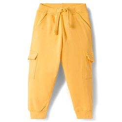 Babyhug Terry Knit Full Sleeves Alphabet Printed T-Shirt & Lounge Pant Set - Yellow & Blue
