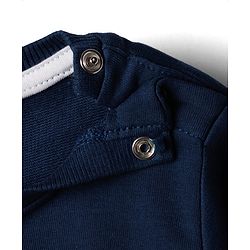 Babyhug Terry Knit Full Sleeves T-Shirt & Lounge Pant Set With Animal Print - Navy Blue & Maroon