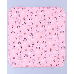 Babyhug 100% Interlock Cotton Single Layer Wash Cloth Rabbit, Rainbow and Floral Print Pack of 6 - Multicolor| High Absorbency| Feeding & Diapering| Bath & Face Towel| Soft & Skin Friendly