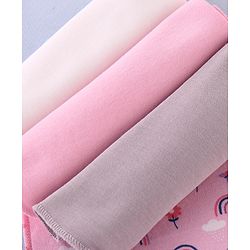 Babyhug 100% Interlock Cotton Single Layer Wash Cloth Rabbit, Rainbow and Floral Print Pack of 6 - Multicolor| High Absorbency| Feeding & Diapering| Bath & Face Towel| Soft & Skin Friendly