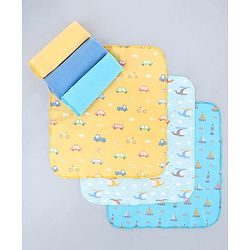 Babyhug 100% Interlock Cotton Single Layer Wash Cloth Rabbit, Rainbow and Floral Print Pack of 6 - Multicolor| High Absorbency| Feeding & Diapering| Bath & Face Towel| Soft & Skin Friendly