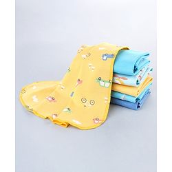 Babyhug 100% Interlock Cotton Single Layer Wash Cloth Rabbit, Rainbow and Floral Print Pack of 6 - Multicolor| High Absorbency| Feeding & Diapering| Bath & Face Towel| Soft & Skin Friendly