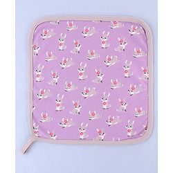 Babyhug 100% Interlock Cotton Double Layer Wash Cloth Rabbit, Rainbow and Floral Print Pack of 3 - Multicolor| High Absorbency| Feeding & Diapering| Bath & Face Towel| Soft & Skin Friendly