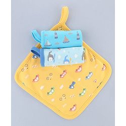 Babyhug 100% Interlock Cotton Double Layer Wash Cloth Rabbit, Rainbow and Floral Print Pack of 3 - Multicolor| High Absorbency| Feeding & Diapering| Bath & Face Towel| Soft & Skin Friendly