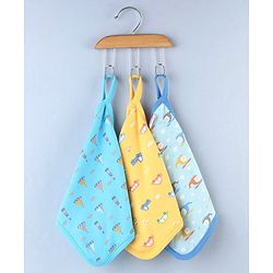 Babyhug 100% Interlock Cotton Double Layer Wash Cloth Rabbit, Rainbow and Floral Print Pack of 3 - Multicolor| High Absorbency| Feeding & Diapering| Bath & Face Towel| Soft & Skin Friendly