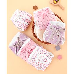 Babyhug Leak Proof Cloth Langot Pack of 6 Small Size Rabbit Rainbow and Floral Print | Triple Layer Protection | Reusable | Designed for Short Term Comfy Wear | Mess Free - Lilac
