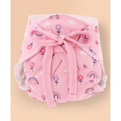 Babyhug Leak Proof Cloth Langot Pack of 6 Small Size Rabbit Rainbow and Floral Print | Triple Layer Protection | Reusable | Designed for Short Term Comfy Wear | Mess Free - Lilac